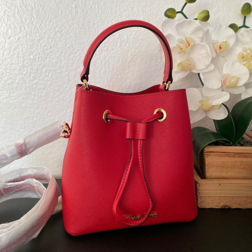 Red Michael Kors Small Bucket Bag